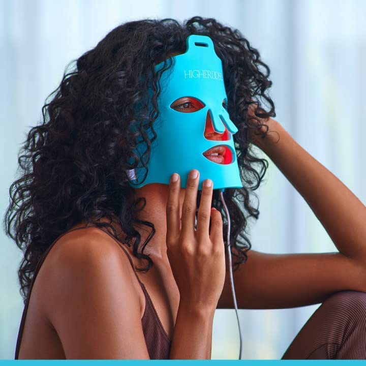 HigherDOSE Red Light Therapy Face Mask - Reduce Fine Lines and Wrinkles - Rejuvenates Skin and Enhances Natural Glow