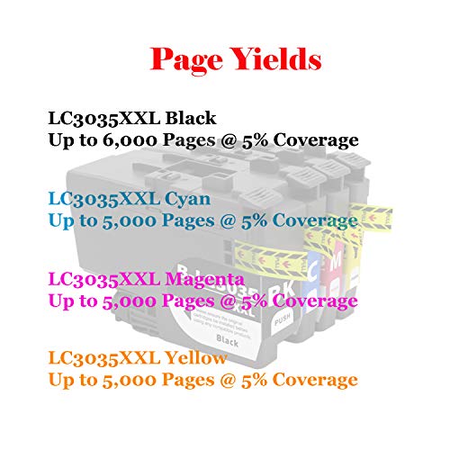 TG Imaging (4 Pack) (K+C+Y+M) Compatible LC3035XXL Ink Cartridge LC3035 Super High Yield Replacement for Brother LC-3033 LC-3035 MFC-J995DW MFC-J995DWXL Inkjet Printer