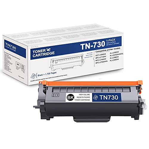 1 Pack NUCA TN-730 TN730 TN 730 Black Toner Cartridge Compatible Replacement for Brother DCP-L2550DW MFC-L2710DW MFC-L2750DW MFC-L2750DWXL Printer (Page Yield Up to 1,700 Pages)