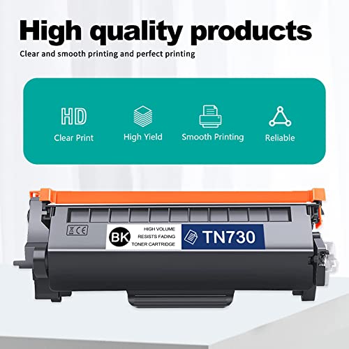 1 Pack NUCA TN-730 TN730 TN 730 Black Toner Cartridge Compatible Replacement for Brother DCP-L2550DW MFC-L2710DW MFC-L2750DW MFC-L2750DWXL Printer (Page Yield Up to 1,700 Pages)