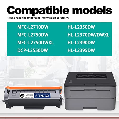 1 Pack NUCA TN-730 TN730 TN 730 Black Toner Cartridge Compatible Replacement for Brother DCP-L2550DW MFC-L2710DW MFC-L2750DW MFC-L2750DWXL Printer (Page Yield Up to 1,700 Pages)