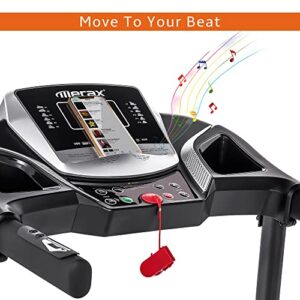 Merax Electric Folding Treadmill – Easy Assembly Fitness Motorized Running Jogging Machine with Speakers for Home Use, 12 Preset Programs (Black)