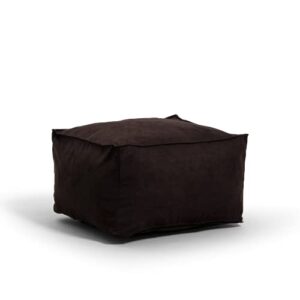big joe imperial lounger ottoman foam filled bean bag with removable cover, black plush, 2ft