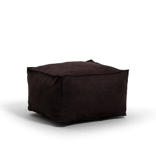 Big Joe Imperial Lounger Ottoman Foam Filled Bean Bag with Removable Cover, Black Plush, 2ft