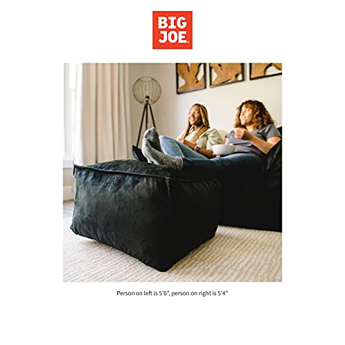 Big Joe Imperial Lounger Ottoman Foam Filled Bean Bag with Removable Cover, Black Plush, 2ft