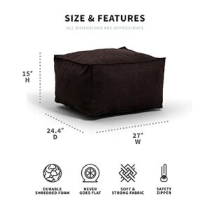 Big Joe Imperial Lounger Ottoman Foam Filled Bean Bag with Removable Cover, Black Plush, 2ft