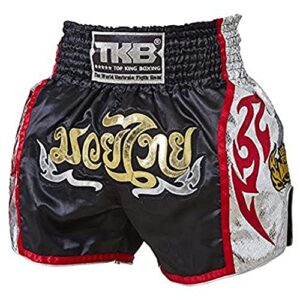 top king boxing muay thai shorts trunks normal style (122 – black/white,large)