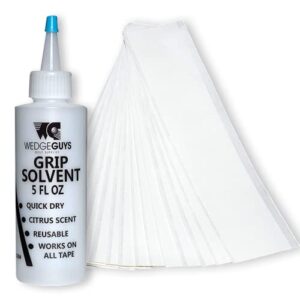 wedge guys golf grip tape kits for regripping golf clubs – professional quality – options include hook blade, 15 or 30 golf grip kit tape strips, 5 or 8 oz grip solvent & rubber vise clamp