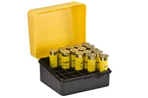 plano shot shell box 20 gauge, black, plastic ammo storage crate, shotgun shell case can, small ammo box with dependable closures and deep individual slots, holds up to 25 rounds