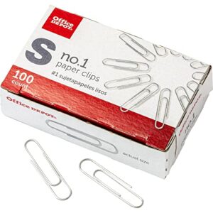 Office Depot® Brand Paper Clips, No. 1 Regular, Silver, 100 Clips Per Box, Pack Of 10 Boxes