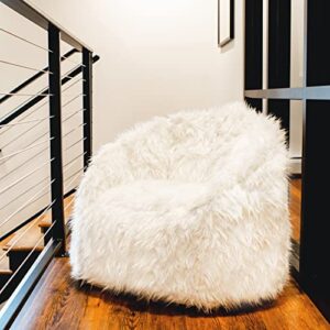 Big Joe Milano Bean Bag Chair, Ivory Shag Fur, 2.5ft