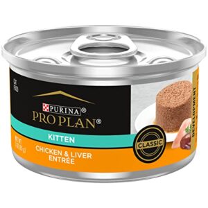 purina pro plan pate, high protein wet kitten food, development chicken & liver entree – (24) 3 oz. pull-top cans