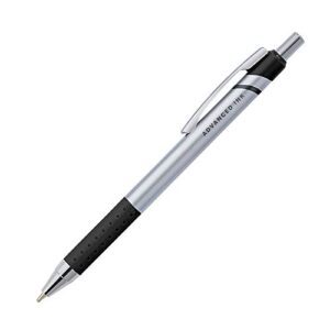 Office Depot Advanced Ink Retractable Ballpoint Pens, Bold Point, 1.2 mm, Silver Barrel, Black Ink, Pack Of 12