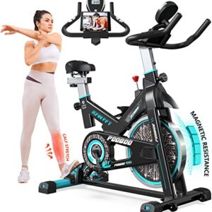 pooboo Magnetic Resistance Indoor Cycling Bike, Belt Drive Indoor Exercise Bike Stationary LCD Monitor with Ipad Mount ＆Comfortable Seat Cushion for Home Cardio Workout Cycle Bike Training Upgraded Version