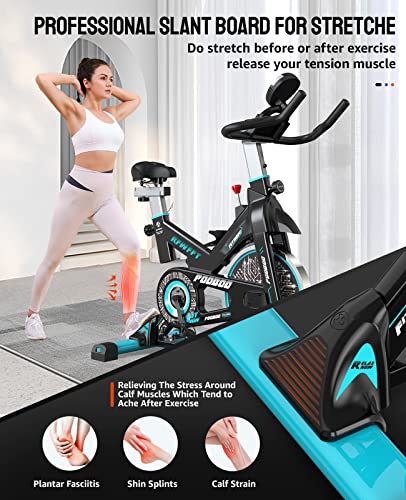 pooboo Magnetic Resistance Indoor Cycling Bike, Belt Drive Indoor Exercise Bike Stationary LCD Monitor with Ipad Mount ＆Comfortable Seat Cushion for Home Cardio Workout Cycle Bike Training Upgraded Version