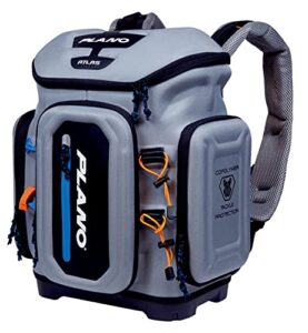 plano atlas 3700 tackle fishing backpack, gray eva material, includes 3 3750 stowaway utility boxes for worms, lures, & baits, waterproof & non-skid base