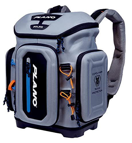 Plano Atlas 3700 Tackle Fishing Backpack, Gray EVA Material, Includes 3 3750 StowAway Utility Boxes for Worms, Lures, & Baits, Waterproof & Non-Skid Base