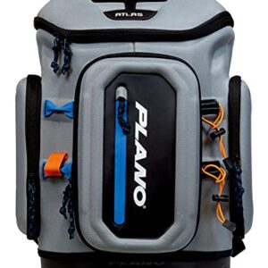 Plano Atlas 3700 Tackle Fishing Backpack, Gray EVA Material, Includes 3 3750 StowAway Utility Boxes for Worms, Lures, & Baits, Waterproof & Non-Skid Base