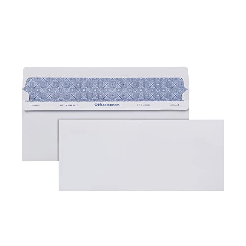 Office Depot Lift Press(TM) Premium Envelopes, #10 (4 1/8in. x 9 1/2in.), 100% Recycled, White, Pack Of 500, 76145