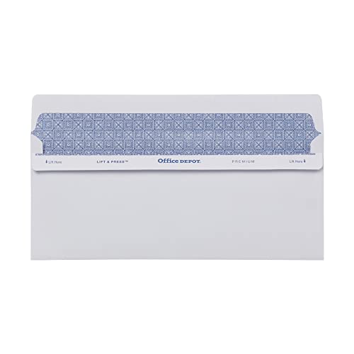 Office Depot Lift Press(TM) Premium Envelopes, #10 (4 1/8in. x 9 1/2in.), 100% Recycled, White, Pack Of 500, 76145