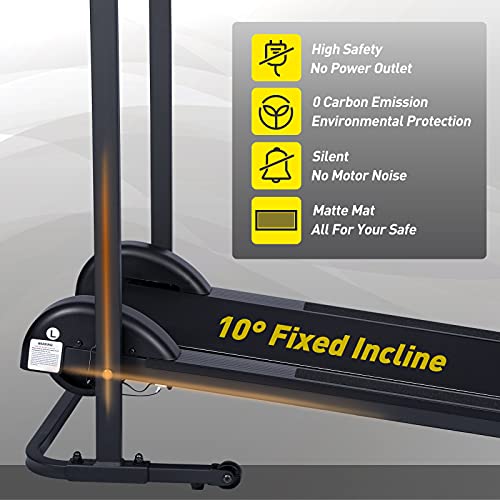 kotia Manual Treadmill Non Electric Treadmill with 10° Incline Small Foldable Treadmill for Apartment Home Walking Running (Mode GHN213)