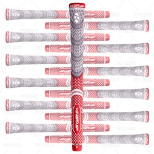 wujiang|hybrid golf grips 13 pack |standard/medium size, all weather control and high feedback golf club grips ，6 colors to choose from pungent (red, mid-size)