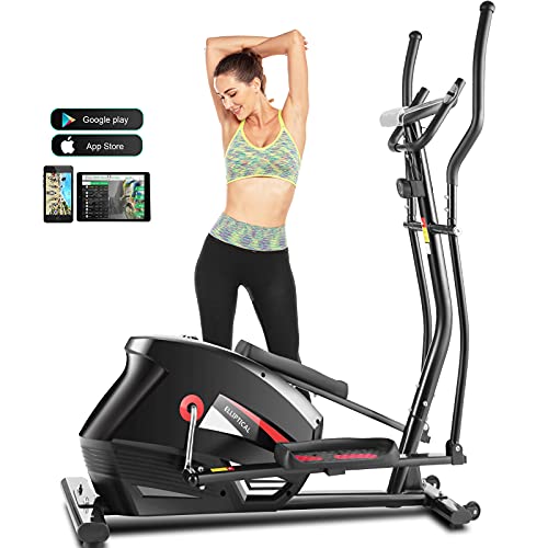 Eliptical Exercise Machine,APP Elliptical Cross Trainer for Home Use,Heavy-Duty Gym Equipment for Indoor Workout & Fitness (Black)