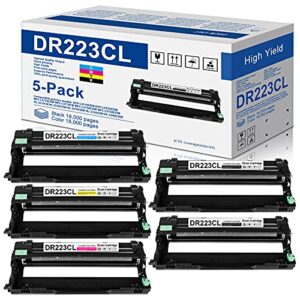 yoisner compatible dr223cl drum unit replacement for dr-223cl dr223 drum unit replacement for mfc-l3770cdw mfc-l3710cw hl-l3290cdw hl-l3270cdw hl-l3210cdw printer, 5-pack (2bk+1c+1m+1y)