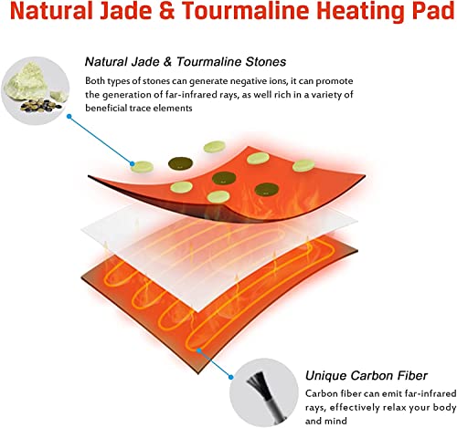UTK Far Infrared Natural Jade and Tourmaline Heating Pad for Back, Small Pro (23.5”X16”), Smart Controller with Memory Function, Auto Shut Off and Travel Bag Included