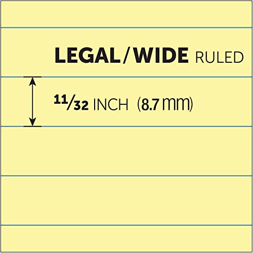 Office Depot Professional Legal Pad, 8 1/2in. x 11 3/4in., Legal Ruled, 50 Sheets Per Pad, Canary, Pack Of 8 Pads, 99527