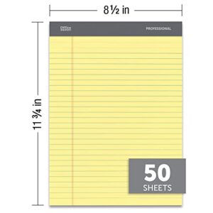 Office Depot Professional Legal Pad, 8 1/2in. x 11 3/4in., Legal Ruled, 50 Sheets Per Pad, Canary, Pack Of 8 Pads, 99527