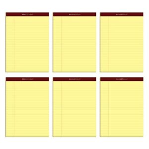 Tops Docket Gold Writing Pads, 8-1/2" x 11-3/4", Legal Rule, Canary Paper, Perforated, 50 Sheets, 6 Pack (63956)