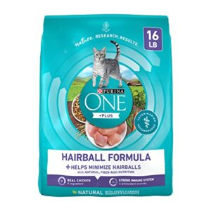 purina one natural cat food for hairball control, +plus hairball formula – 16 lb. bag