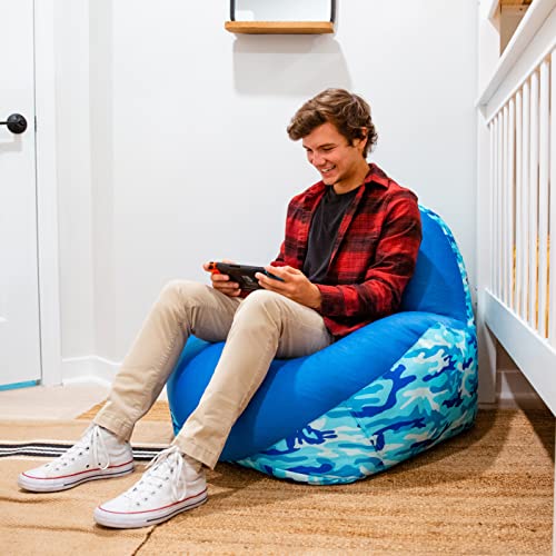 Big Joe Warp Bean Bag Chair, Blue Woodland Camo Smartmax, 3ft