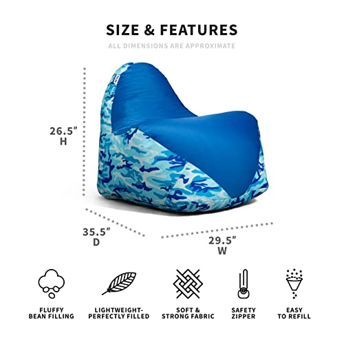 Big Joe Warp Bean Bag Chair, Blue Woodland Camo Smartmax, 3ft