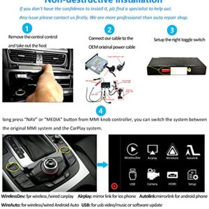 Road Top Wireless Carplay Android Auto Module Receiver Box for Audi S4 S5 A4 A5 (2009-2015 Year) for Q5 (2009-2017 Year) with 2GMMI, Carplay Retrofit Kit Decoder, Support Mirrorlink, Camera