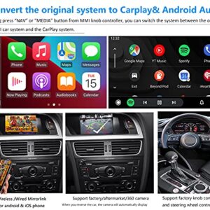 Road Top Wireless Carplay Android Auto Module Receiver Box for Audi S4 S5 A4 A5 (2009-2015 Year) for Q5 (2009-2017 Year) with 2GMMI, Carplay Retrofit Kit Decoder, Support Mirrorlink, Camera