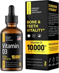 vitamin d3 supplement 10000 iu | vitamin d liquid drops for faster absorption | helps support strong bones and healthy heart | mood & immune symptom function | emulsified high dose vitamin d3