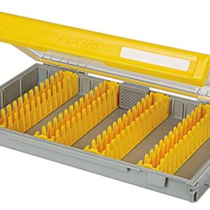 Plano Edge 3700 Vertical Jig & Spybait Box Tackle Storage, Gray and Yellow, Holds Up to 52 Vertical Baits, Rust-Resistant and Waterproof Bait Organizer Box