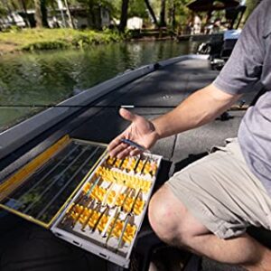 Plano Edge 3700 Vertical Jig & Spybait Box Tackle Storage, Gray and Yellow, Holds Up to 52 Vertical Baits, Rust-Resistant and Waterproof Bait Organizer Box