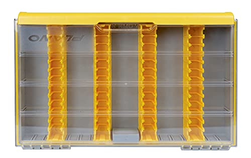 Plano Edge 3700 Vertical Jig & Spybait Box Tackle Storage, Gray and Yellow, Holds Up to 52 Vertical Baits, Rust-Resistant and Waterproof Bait Organizer Box