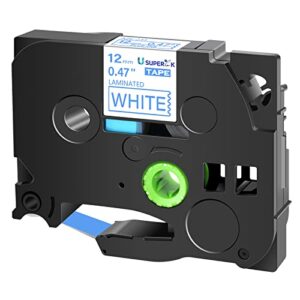 usuperink 1pk compatible for brother p-touch label maker tape tze-233 tz-233 tze233 tz233 blue on white 12mm 1/2 inch 0.47” x 26.2ft laminated tze tz label tape for pt-d210 d400 d600 h100 h110