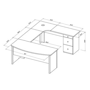 Realspace® Broadstreet 65"W U-Shaped Executive Desk, Walnut