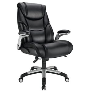realspace® torval big & tall bonded leather high-back computer chair, black/silver