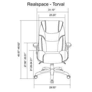 Realspace® Torval Big & Tall Bonded Leather High-Back Computer Chair, Black/Silver