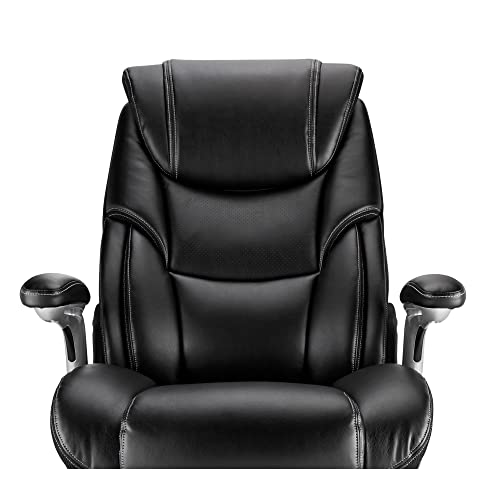 Realspace® Torval Big & Tall Bonded Leather High-Back Computer Chair, Black/Silver