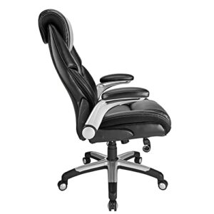 Realspace® Torval Big & Tall Bonded Leather High-Back Computer Chair, Black/Silver