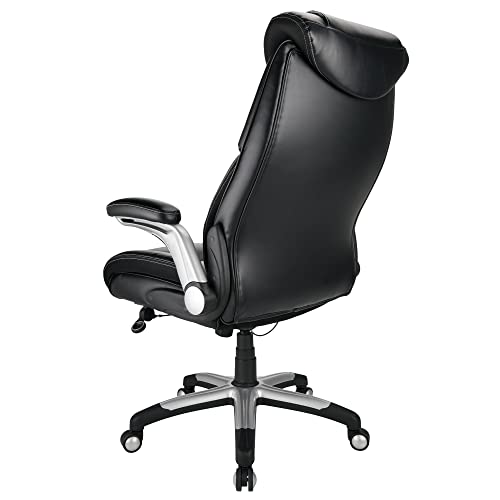 Realspace® Torval Big & Tall Bonded Leather High-Back Computer Chair, Black/Silver