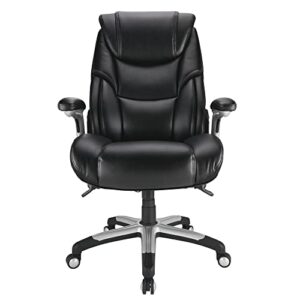 Realspace® Torval Big & Tall Bonded Leather High-Back Computer Chair, Black/Silver