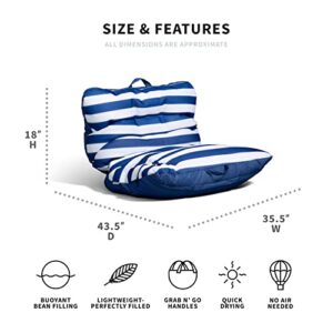 Big Joe Roma Float No Inflation Needed Pool Float with Drink Holder, Americana Nautical Stripe Double Sided Mesh, 3ft